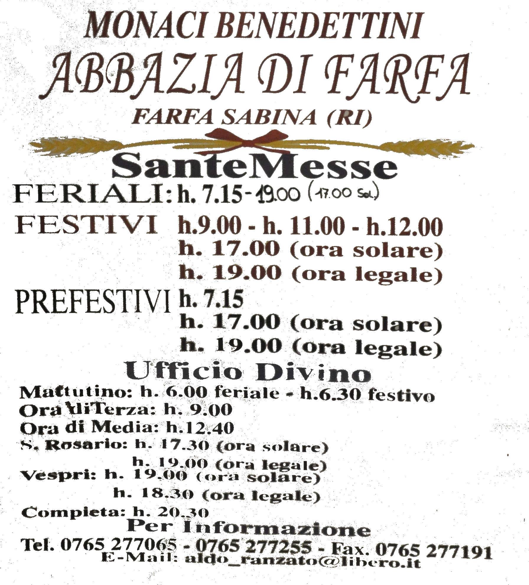 Orario Messe