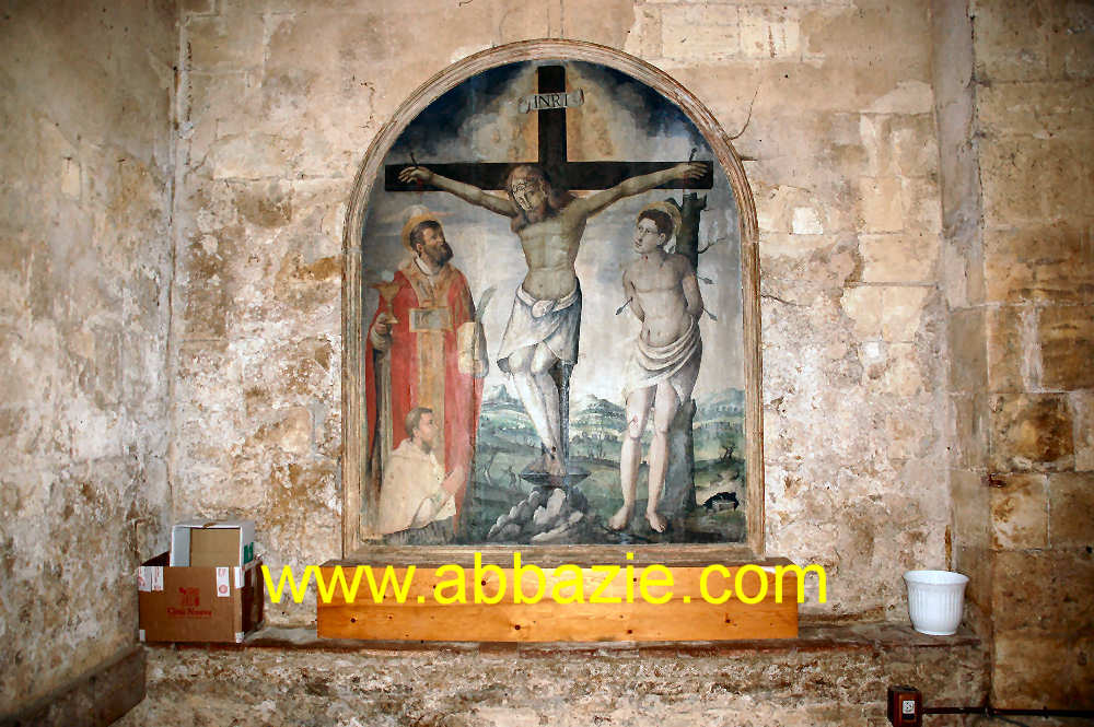 Cristo in Croce tra Sant'Antimo (od un Papa) e San Sebastiano