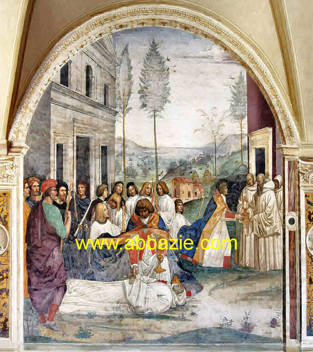Come San Benedetto fa portare il Corpo di Cristo sopra il corpo del monaco che la terra non voleva ricevere